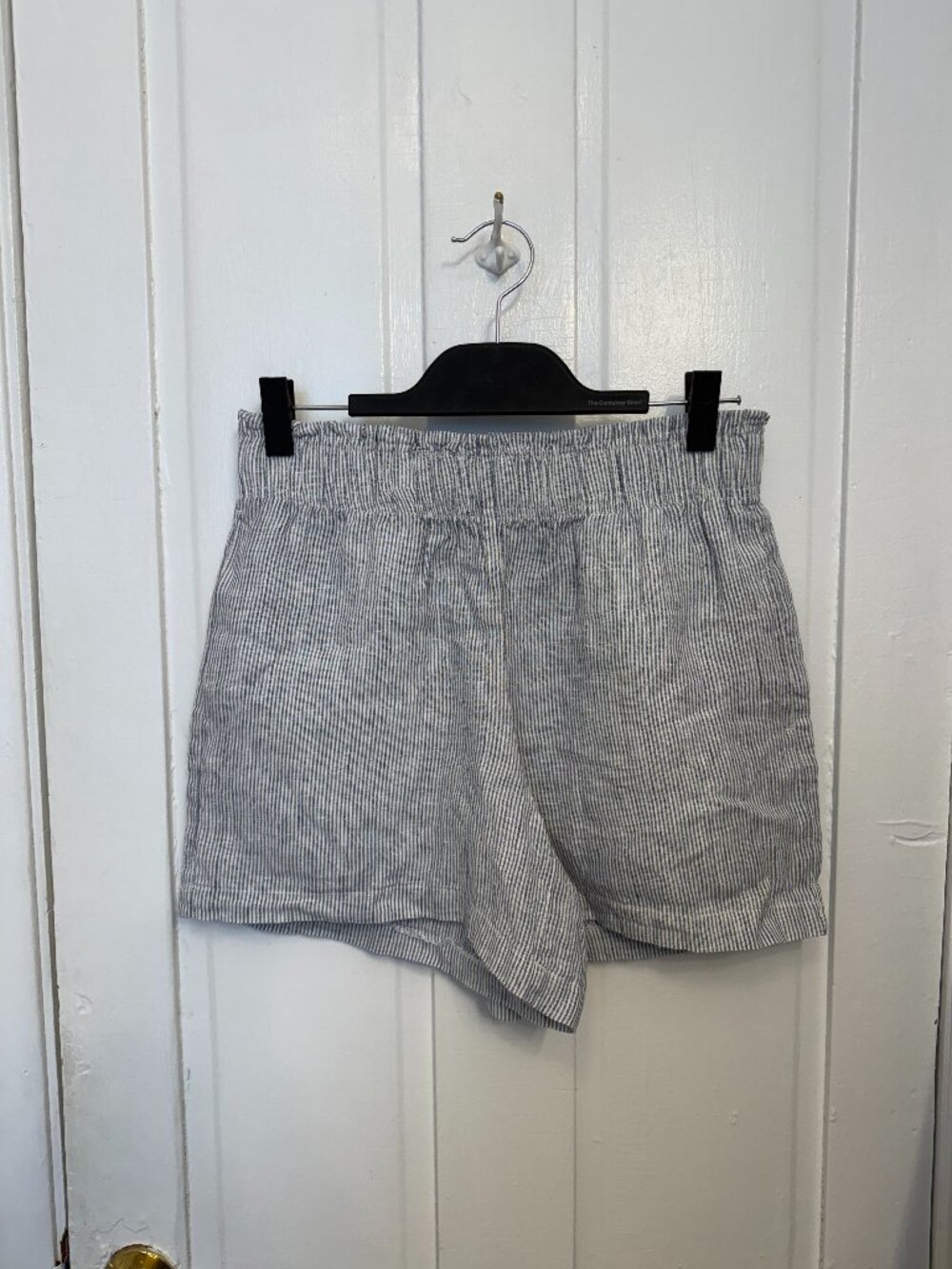 Quince European Linen High Waisted Pinstripe Shorts Size Medium